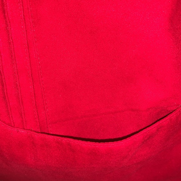 Vintage Allison Daley, Red faux suede bomber jacket - Picture 3 of 3
